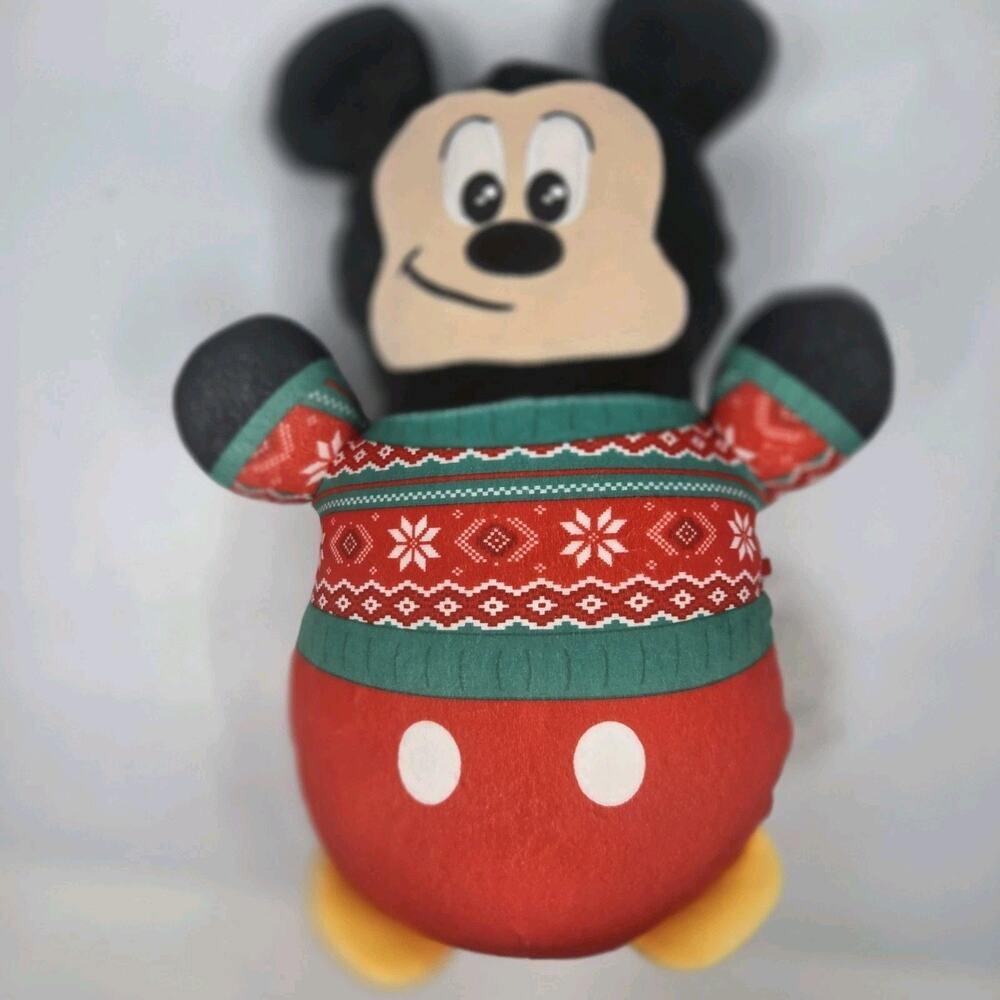 Disney HugMees Mickey Mouse Christmas Plush Holiday Sweater Squishmallows NWT